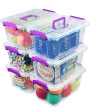 Plastic Storage Bins with Lids 6 Pack,7 Quart Stackable Storage Containers wi...