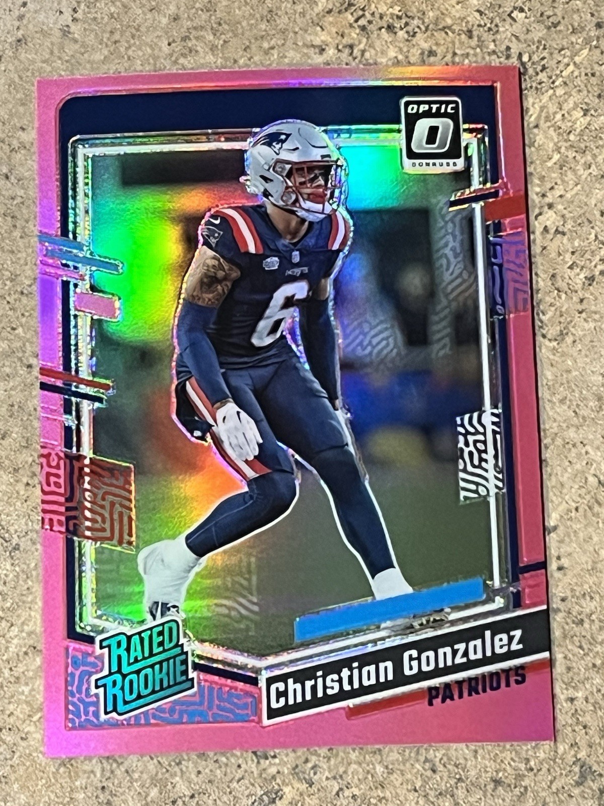 2023 Donruss Optic Christian Gonzalez Pink Prizm Rated Rookie #274 Patriots