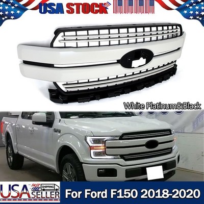 White Platinum Front Bumper Grille Lariat Style For Ford F150 F-150 XLT 2018-20