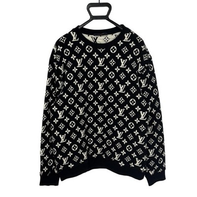 LOUIS VUITTON Monogram Jacquard Sweatshirt Black Men's Size M