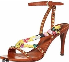 Sandali ASH Heidi 39/8,5 papaya marrone borchie floreali con cinturino tacco boho