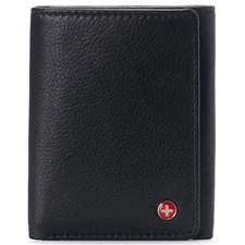 Alpine Swiss Men's Leon RFID Trifold Pocket Wallet – Genuine Leather Wallet for