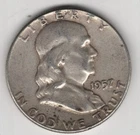 1957 P FRANKLIN HALF DOLLAR 90% SILVER 50¢ PHILADELPHIA UNITED STATES OF AMERICA