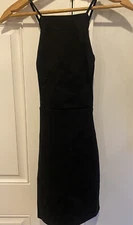 NWT Lush Womens Black Sleeveless Dress  XS spaghetti cross back strap lined A-4