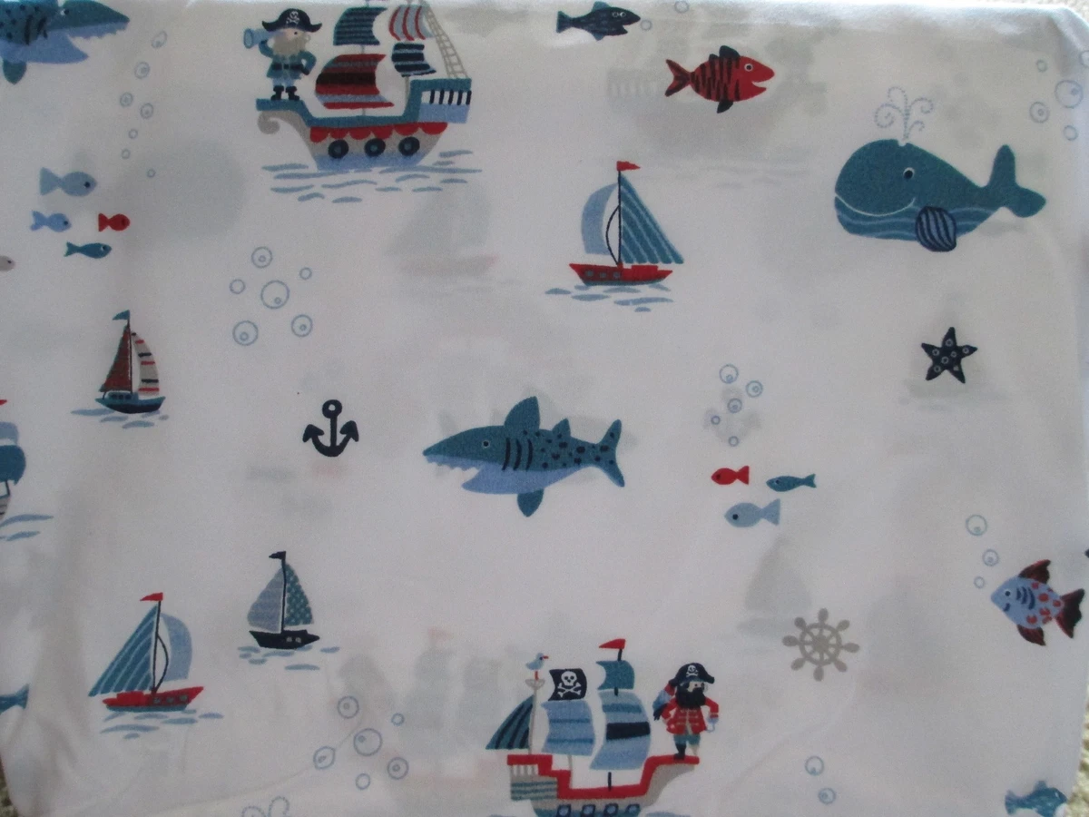 New AUTHENTIC KIDS 3pc PIRATES WHALES FISH BOATS White Blue Red