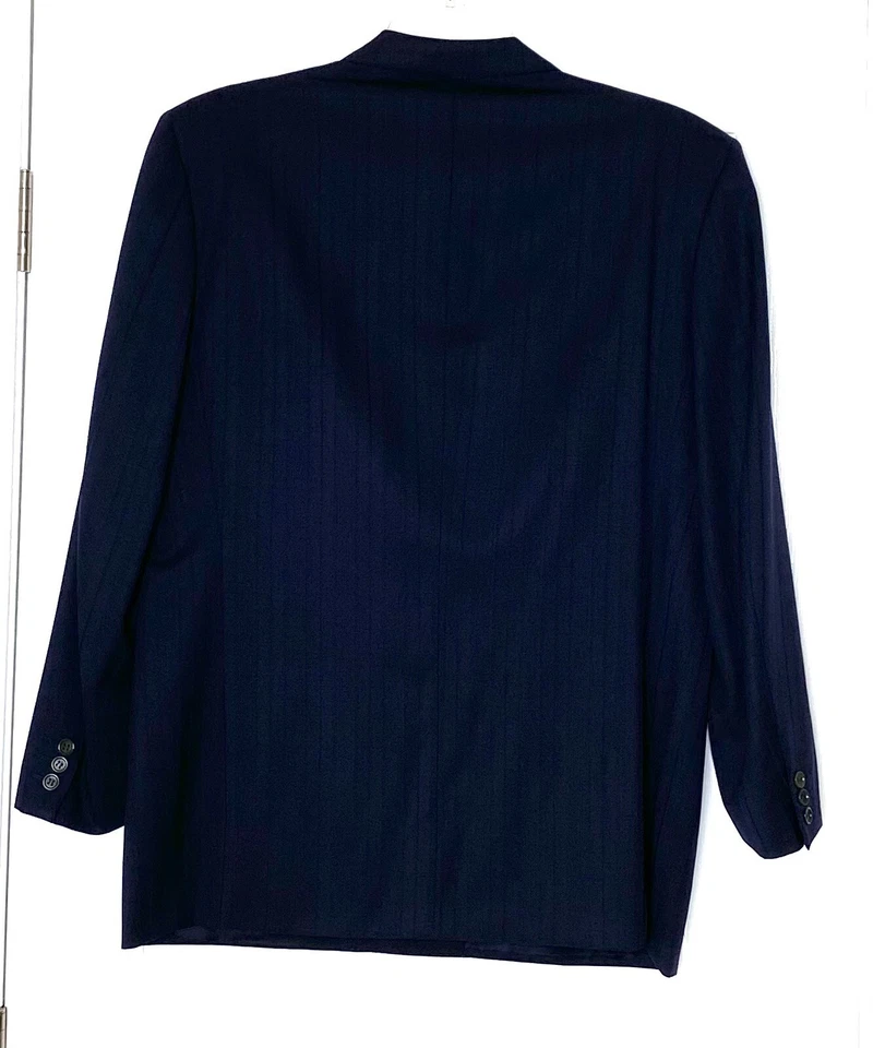 Chaqueta Blazer Abrigo CANALI Italia Azul Marino Rayas Doble Pecho Solapa Pico 50 R 40 Foto 2 de 4