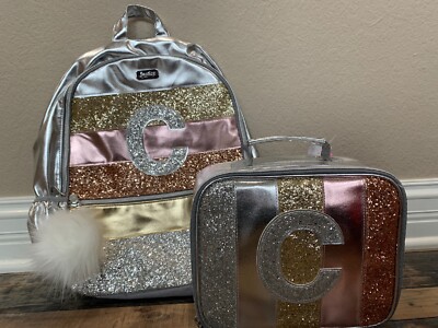 justice rose gold backpack