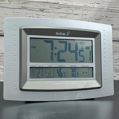 SkyScan Atomic Clock Digital Wall Desk Clock Indoor Temperature