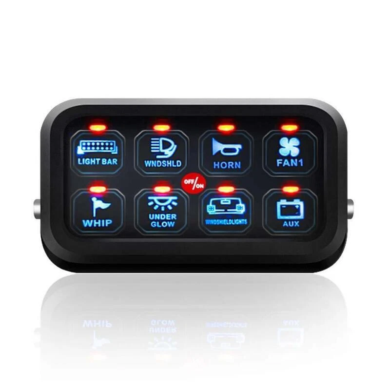 Panel de interruptores universal de 8 velocidades control de encendido y apagado LED azul para camioneta Jeep Dodge SUV Foto 3 de 4