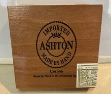 Ashton Corona Empty Wooden Cigar Box Dovetail Corners Clasp 7"x 6.25" x 2.25"