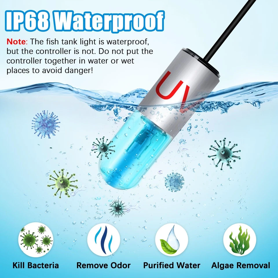 3W/7W/11W/13W Aquarium Clean Light Algae Removal Light Waterproof for Fish Tank - Image 4 of 4