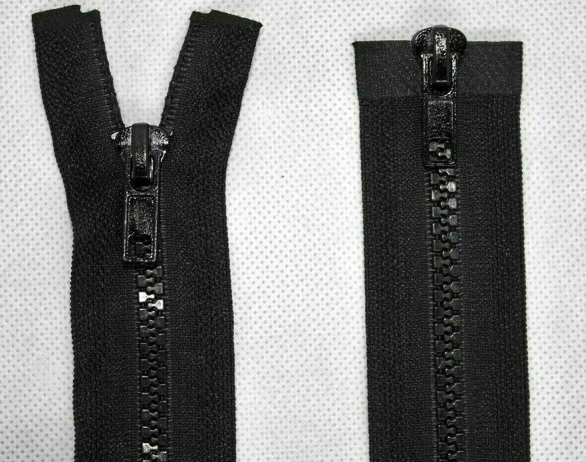Reißverschluss Für Jacken 8mm 2-Wege Teilbar - 80 Cm Schwarz Mit Metallzähnen Ykk Reißverschluss