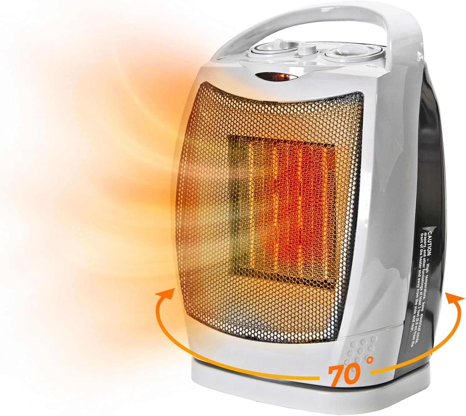 Oscillating Indoor Space Heater, Portable, Ceramic, Electric, Energy-Efficient,