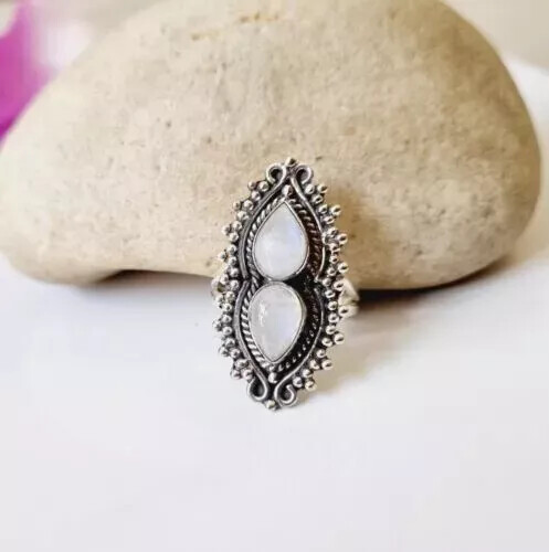 Solid 925 Silver Handmade Rainbow Moonstone Beautiful Woman Ring All ...
