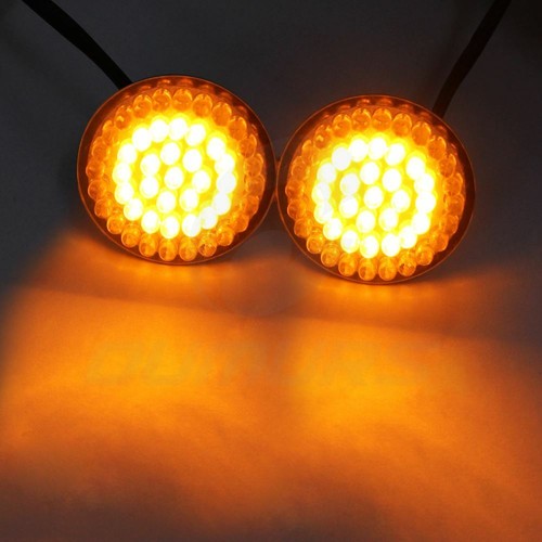 2x Bullet LED Turn Signal Lights 1157 Amber&White Insert Bulb Light For Harley - Picture 3 of 12