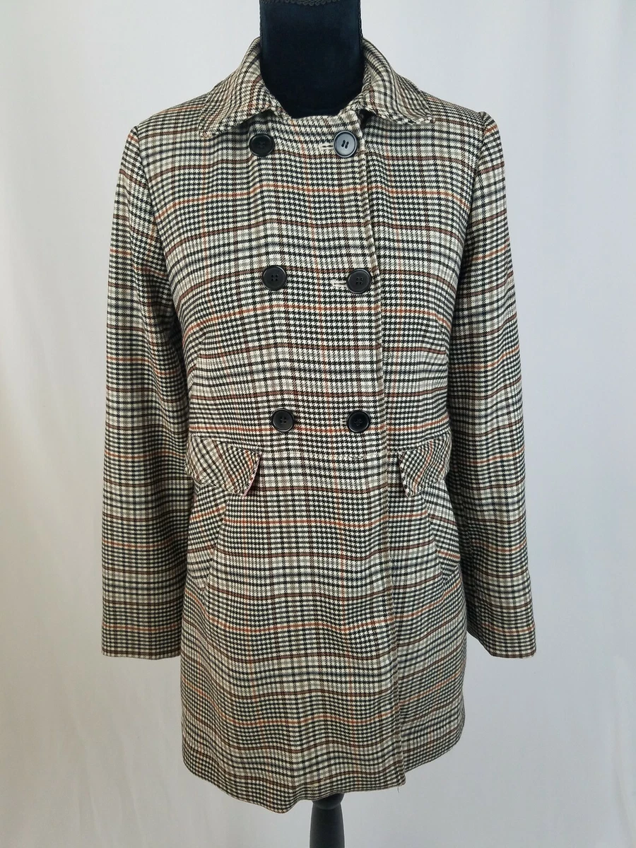 H M Femme 8 Pied de Poule Manteau Veste Double Boutonnage Doubl