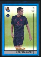 2021 Topps Merlin Soccer Roberto Lopez Blue Refractor /75 RC Rookie Card #67. rookie card picture