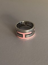 Bague Hermès Move rose - Taille 51 - En argent et H rose