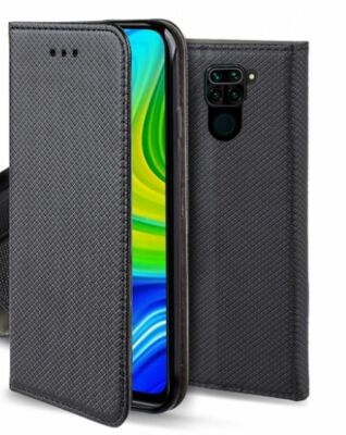 XIAOMI REDMI NOTE 9 -  Handyhülle Kunstleder Case Cover SMART Magnet SCHWARZ 