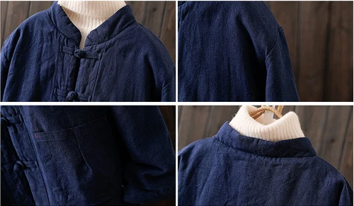 Women Cotton Padded Jacket Ramie Thick Coats Winter Parka Oversized Warm Tops - Bild 12 von 22