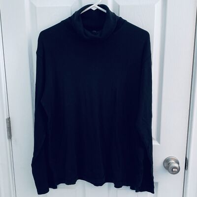 Club Monaco Turtleneck Womens Size Large Black Capsule Long Sleeves 100% Cotton