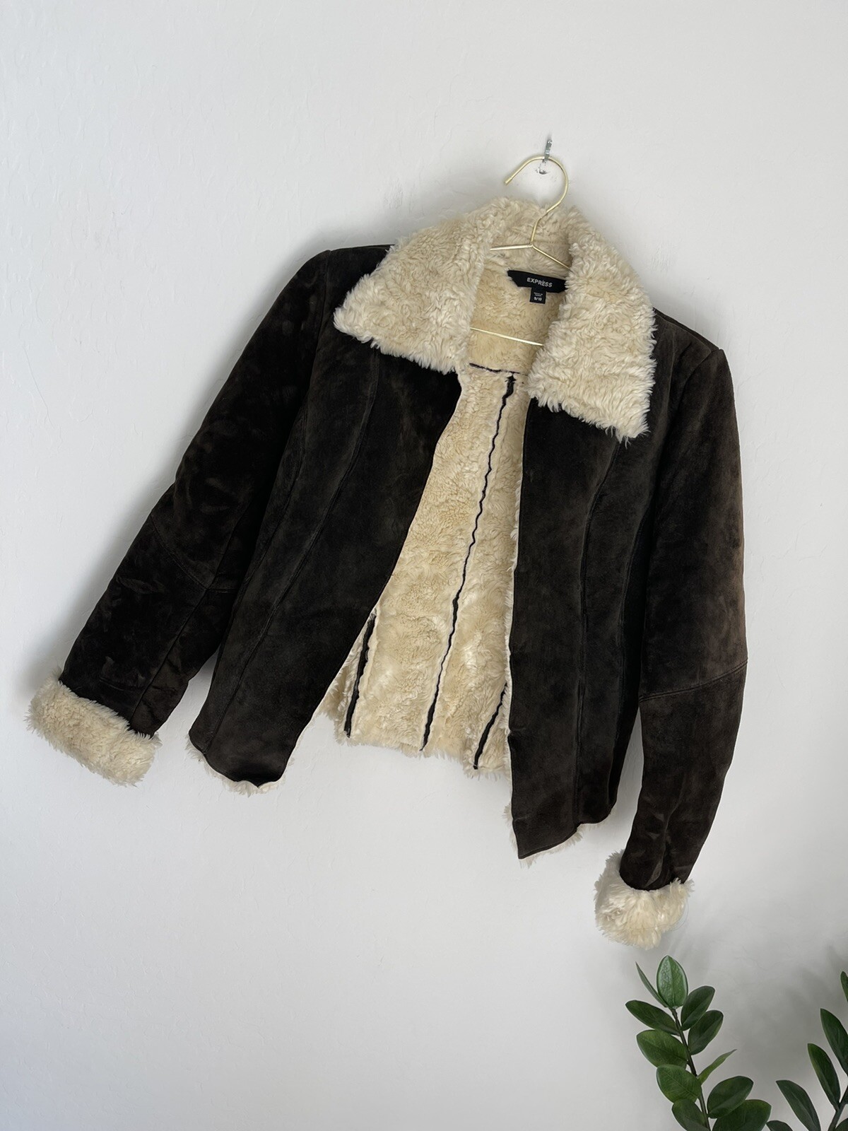 Express 100% Suede \u0026 Sherpa Jacket Sz S 