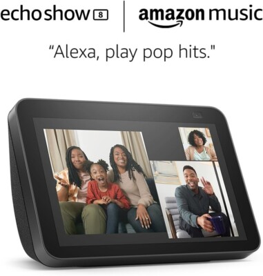 Amazon Echo Show 8 with Alexa - 2nd Ed 8'' HD smart display - Glacier Black