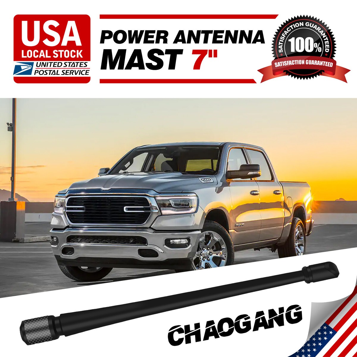 Tundra Antenna Replacement Short 6.75" Antenna Mast For 2000-2020 Toyota Tundra - Black Rubber, Fender Mount Replacement TV Antenna Car - Foto 12