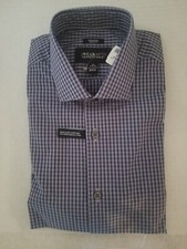 KENNETH COLE AWARENESS Blue Check Slim Fit Dress Shirt - Size 16 34/35 - NWT