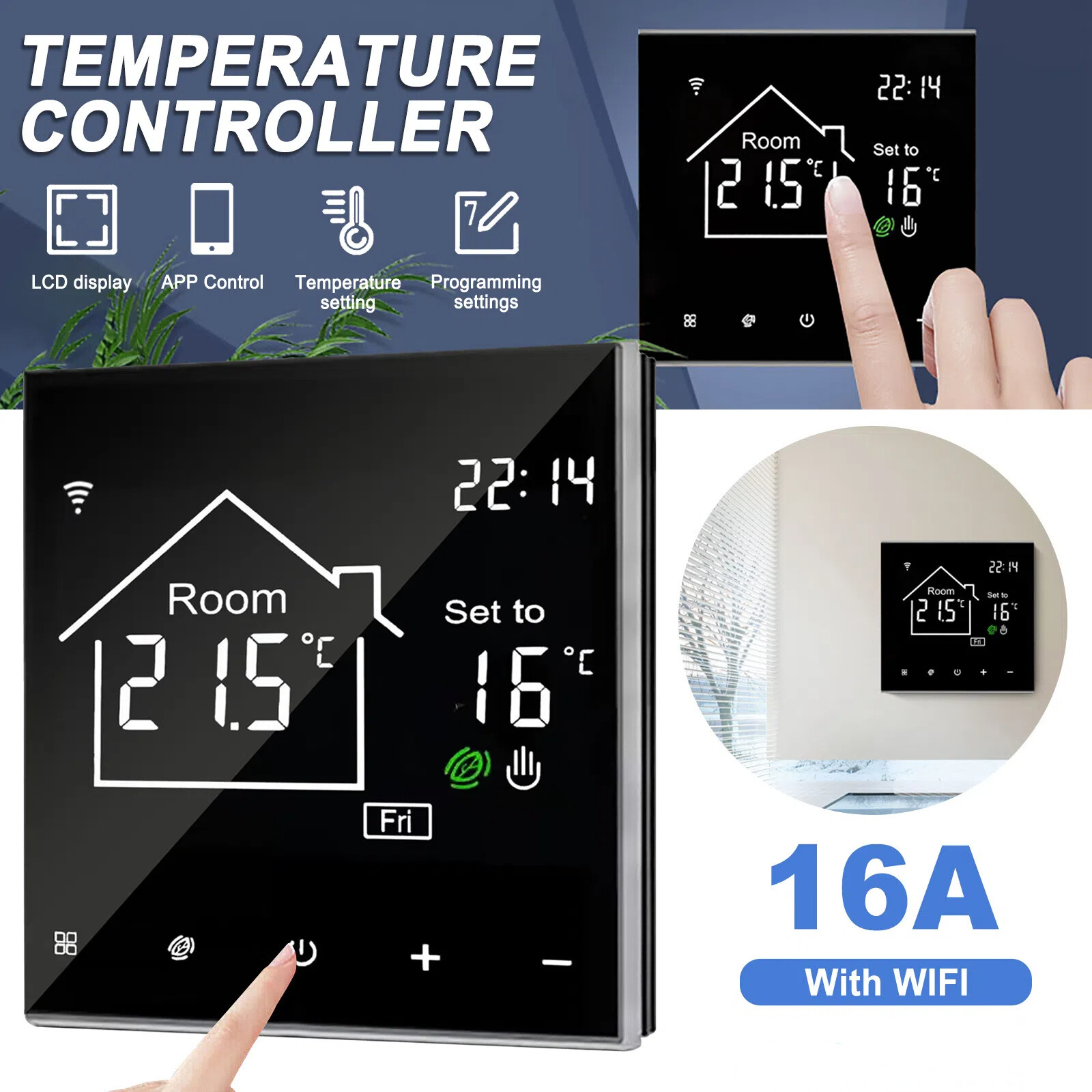 Smart Thermostat for Home, WiFi Programmable Digital Thermostat, Energy Saving-image