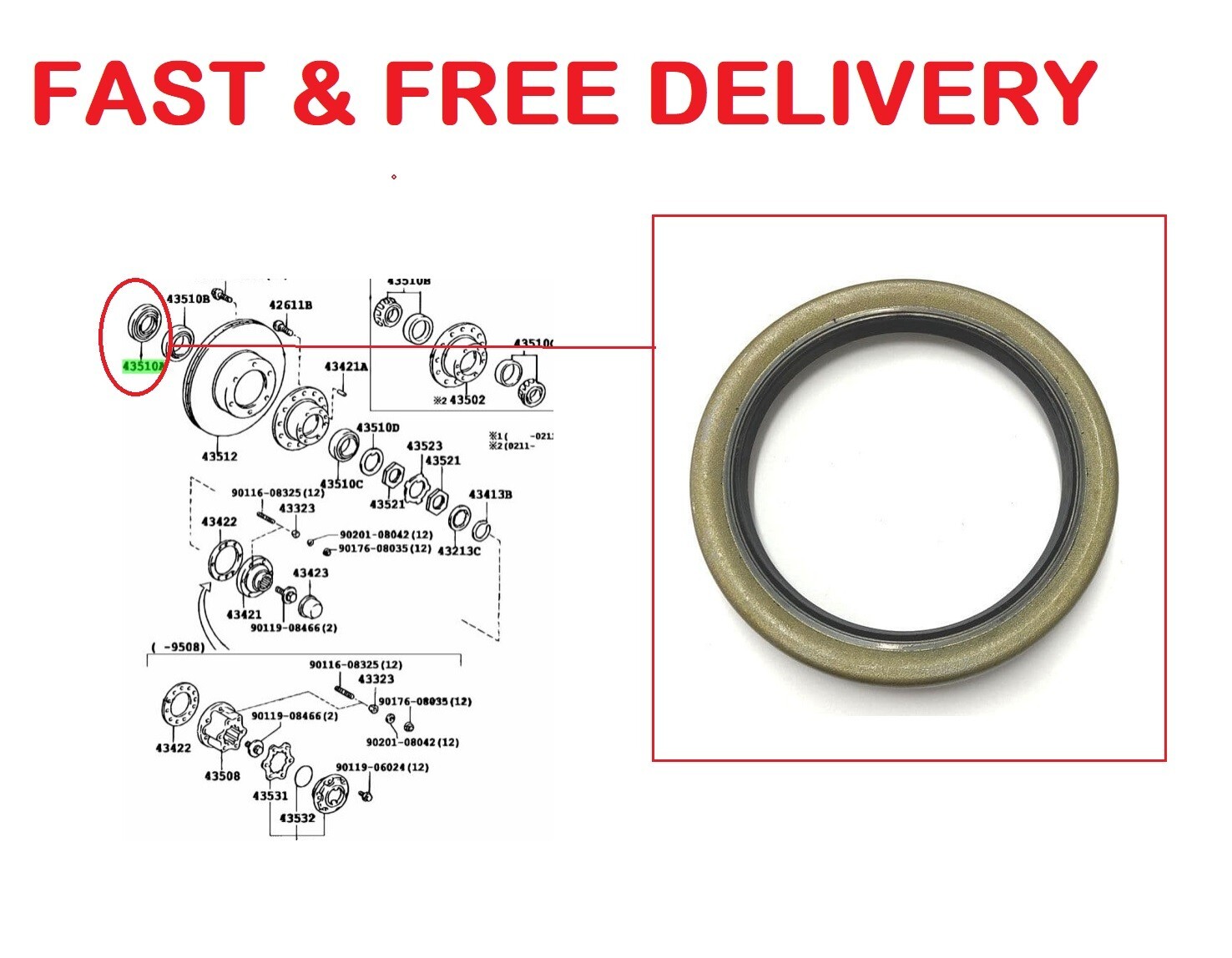 FRONT WHEEL BEARING OIL SEAL FOR TOYOTA HILUX PICK UP MK4 LN165 2.4D 1997-2001