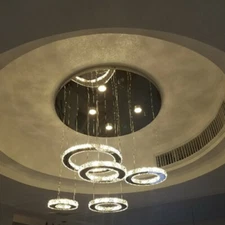 Dimmable Crystal Rings LED Lighting Living Room Chandelier  Ceiling Lamps light