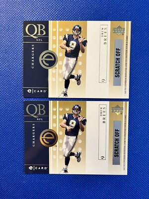 (2) 2001 Upper Deck DREW BREES E Card RC s-Unscratched