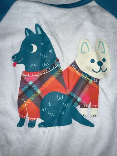 Cat & Jack Girls Size S (6/7) Dog Themed Henley T-Shirt - Blue/White - Picture 6 of 6
