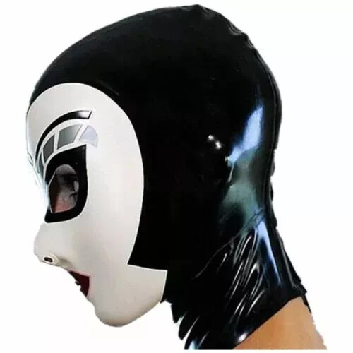 Open Eyes and Nostrils Rubber Unisex fancy Hood Unique Party Clubwear Latex Mask - Bild 2 von 3