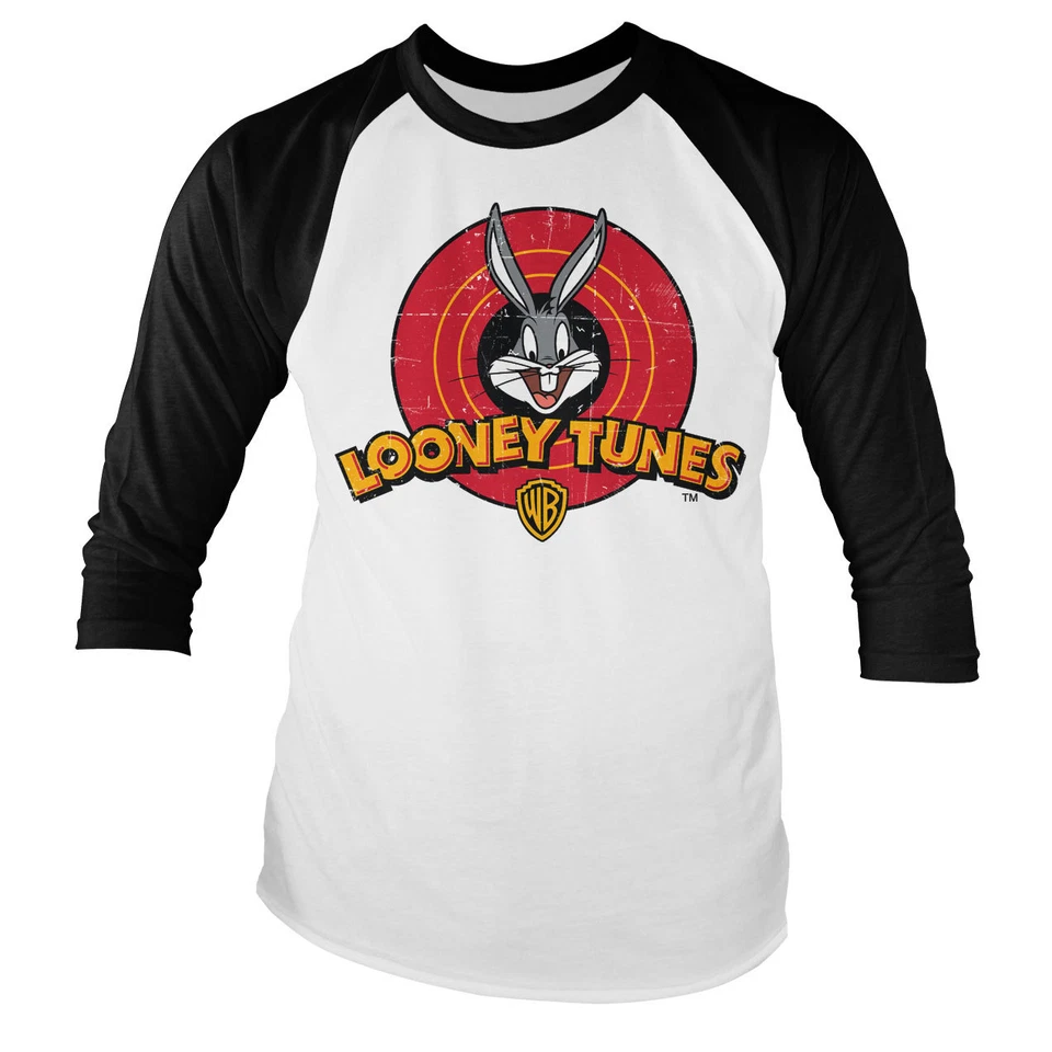 Offiziell Lizenziert Looney Tunes Distressed Logo Baseball Langärmeliges - Bild 1 von 1