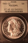1883-CC Morgan Silver Dollar | PCGS MS63 PL | Proof-Like | Carson City (OGH).