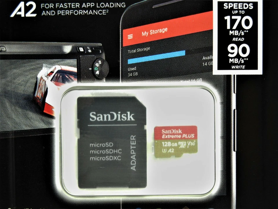 128GB SanDisk Extreme PLUS Micro SD Memory 4K UHD 170MB/s, SDXC UHS-I U3 A2 V30 - Image 3 of 4