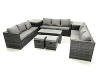 Fimous Outdoor Rattan Garden Furniture Set with Sofa Chair Square Coffee Table
