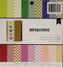 AMERICAN CRAFTS 6 X 6 PAPER PAD DOTS STRIPES 36 SHEETS