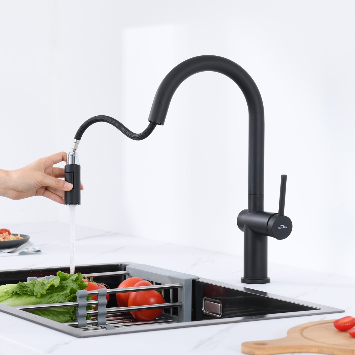 Ausziehbarer Küchenwasserhahn Mit 2 Funktionen – Sprühkopf Mit Ausziehbarem Schlauch, G1/2 Zoll Für Spülbecken