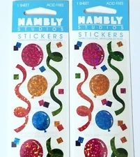 HAMBLY STUDIOS PRISMATIC SEALED 2 BALLOON STICKER SHEET STREAMERS PARTY