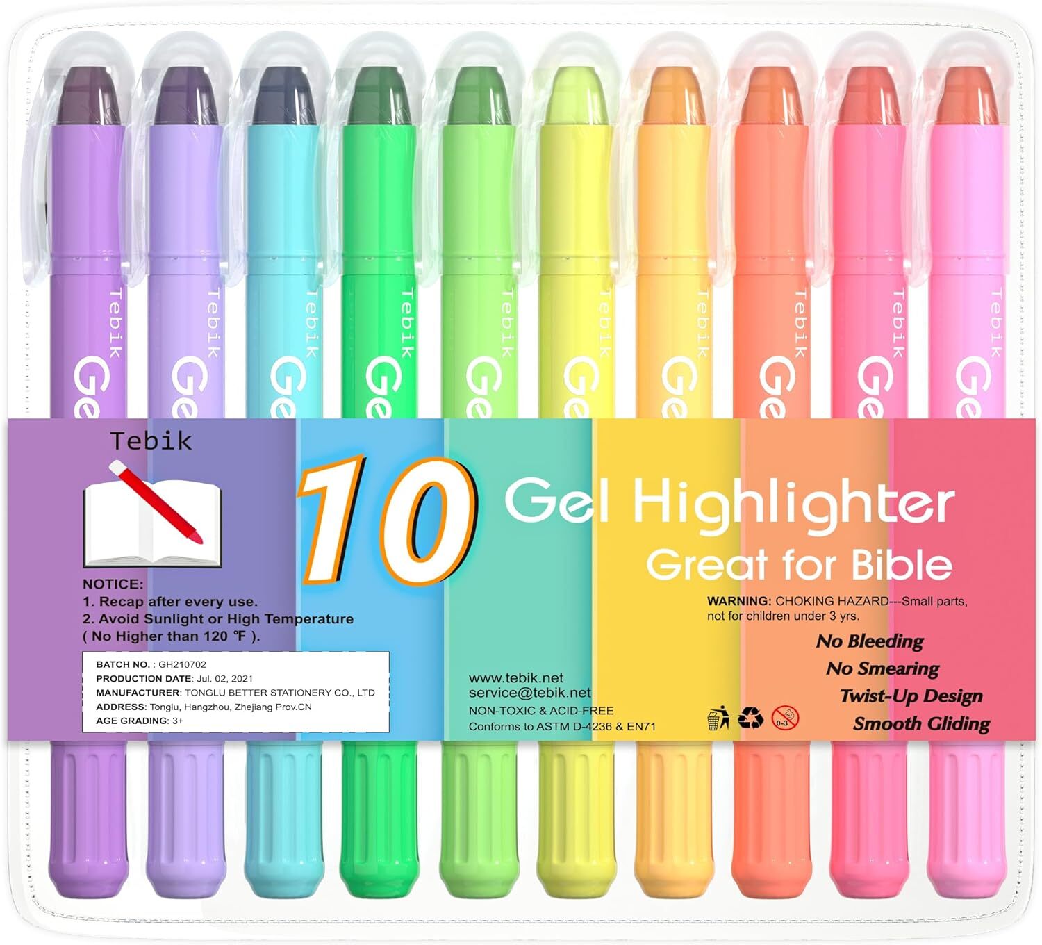 Set, 10 Assorted Colors, Twistable Design For Study And Jour