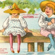 Buffalo NY Trade Card Advertising VICTOR HOME Furniture Department Store Fishin