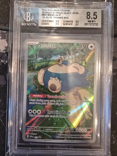 BGS BECKETT 8.5 Pokemon 151 Snorlax ex SVP 051 EN Full Art Black Star Promo Mint - Picture 1 of 2