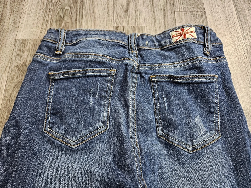 Machine Jeans Skinny Pants Womens 5 Distressed Embroidered Floral Stretch Denim - Image 3 of 4