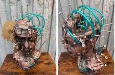 Unique Mannequin head Steampunk Industrial Screws Art Work Metal Effect (S3)