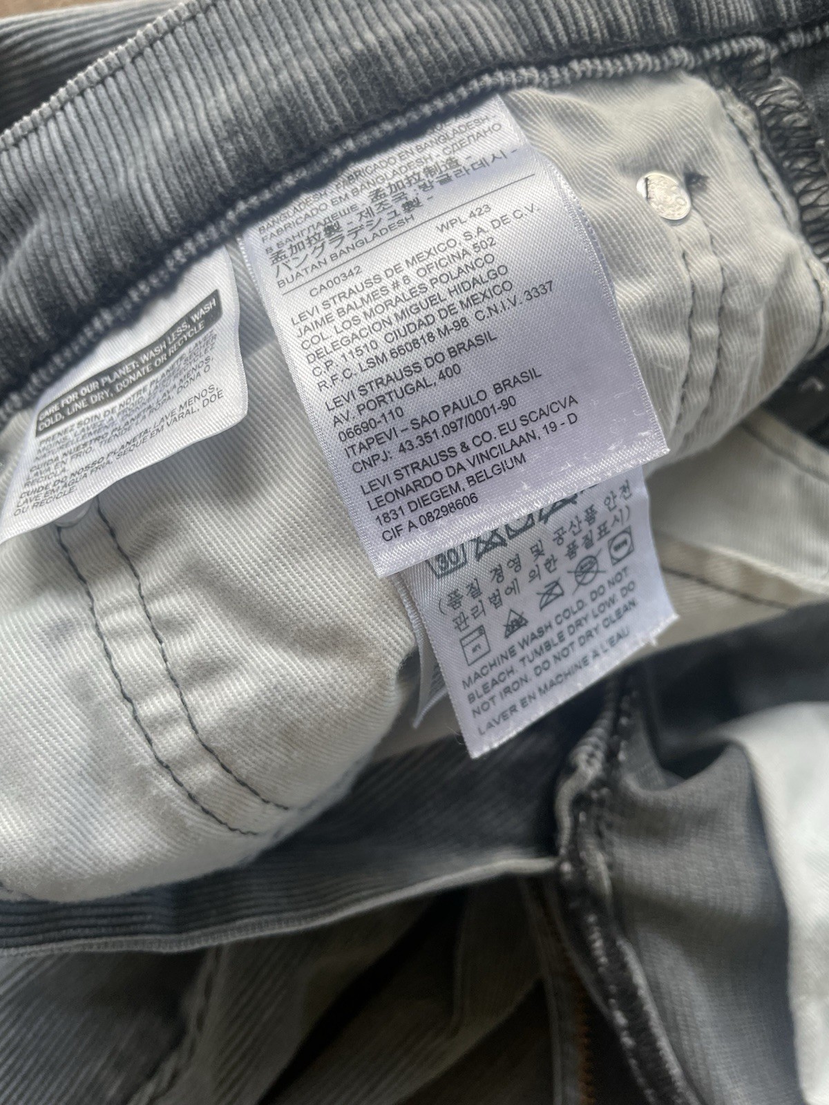 Levi's 511 Big E Corduroy Gray Pants Jeans Men 34x32 Retro Premium Y2K V4 image 4