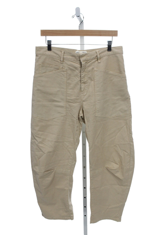 Nili Lotan Womens Khakis Beige Cotton Button Size 4