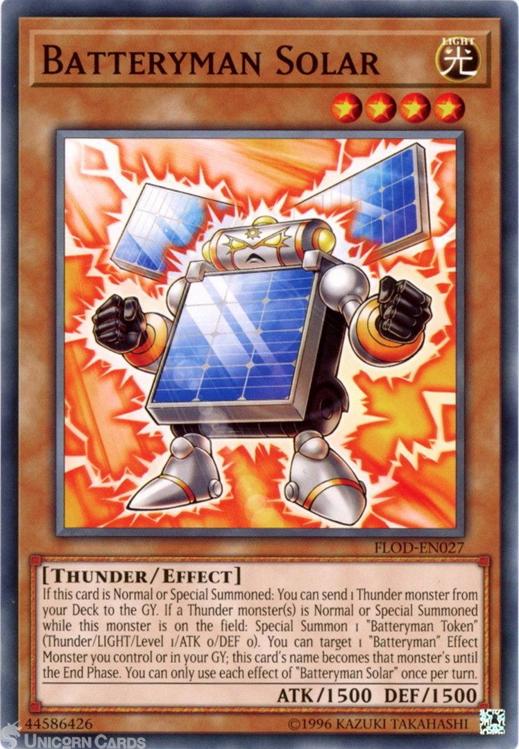 FLOD-EN027 Batteryman Solar Common UNL Edition Mint YuGiOh Card